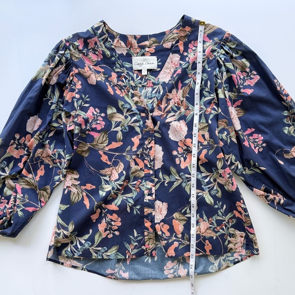 Cara Cara Win Floral Top Navy w/ Multicolor Print Size L $295 MSRP - Picture 10 of 12